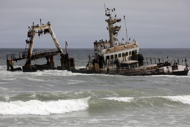 Abandoned Boat off Coast of Namibia