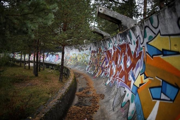 Abandoned Bobsled Track from the  Olympics in Sarajevo 