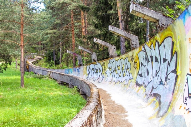Abandoned bobsleigh track of the  Winter Olympics Sarajevo Bosnia-Herzegovina 