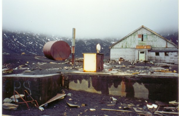Abandoned british research station after volcano eruption on Deception Island Antarctica 