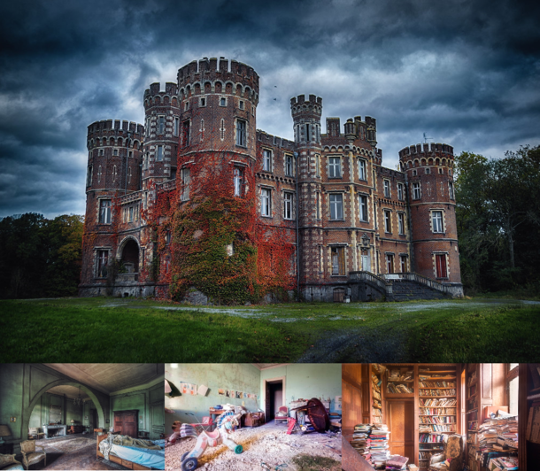 Abandoned Castle Moulbaix - Ath Belgium - including a bedroom the nursery and library - 