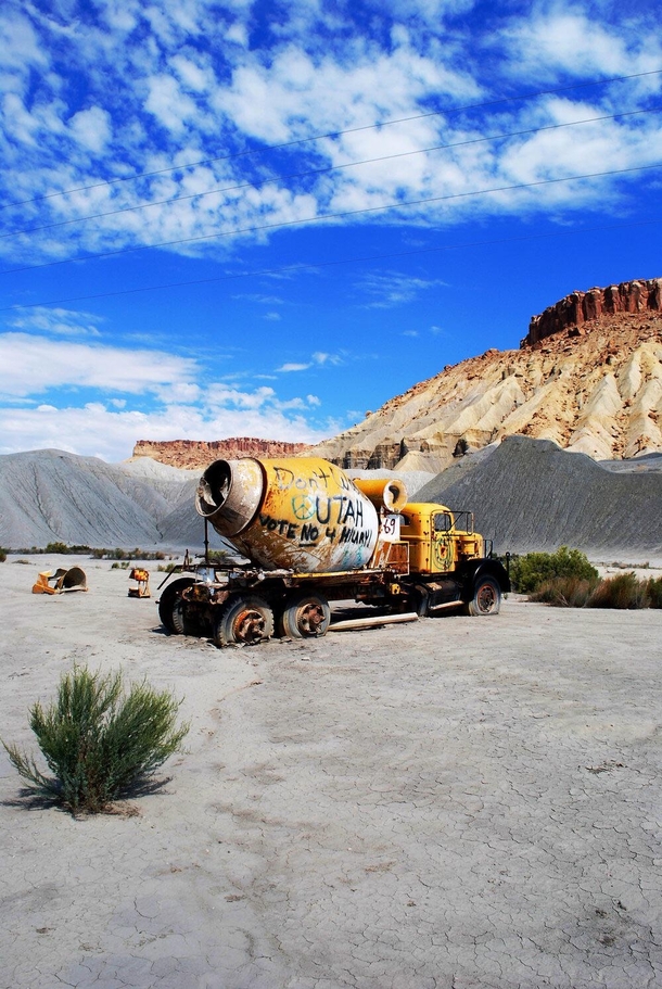 Abandoned cement mixer in the Utah desert 