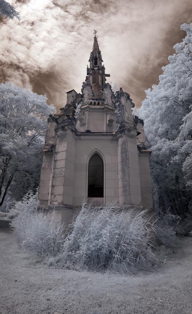 Abandoned Chteau de la Mothe-Chandeniers chapel tower