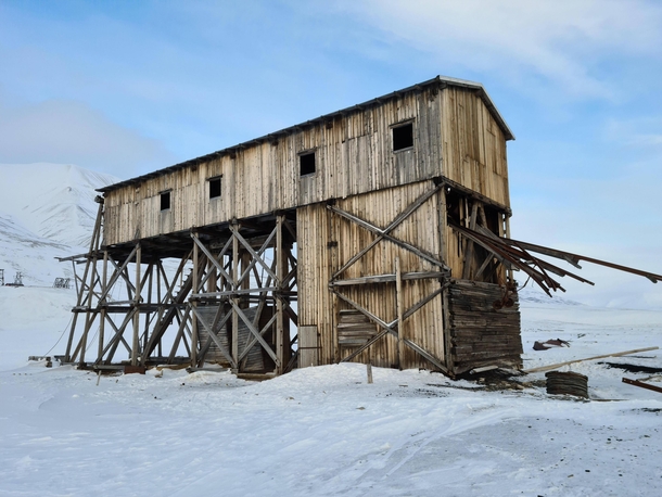 Abandoned Coal tramway station in Hiorthamn Svalbard Norway
