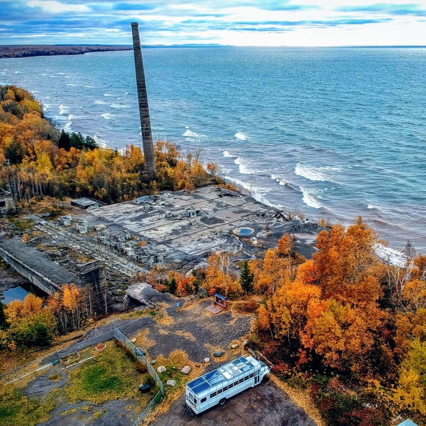 Abandoned Copper Mill Ruins on the Shore of Lake Superior 