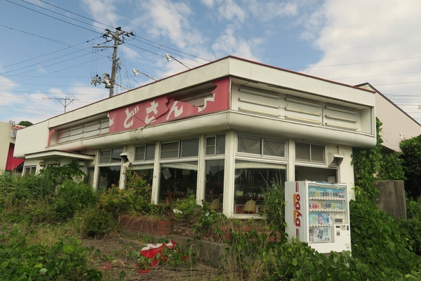 Abandoned diner near Fukushima Japan - entire area was evacuated after an earthquake caused a tsunami that made nearby nuclear power plant go into a meltdown - area still too radioactive nowadays