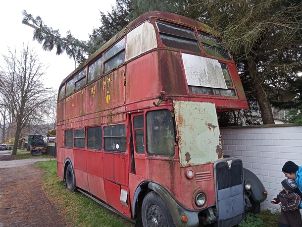 Abandoned English double decker bus which was part of the Motor ...