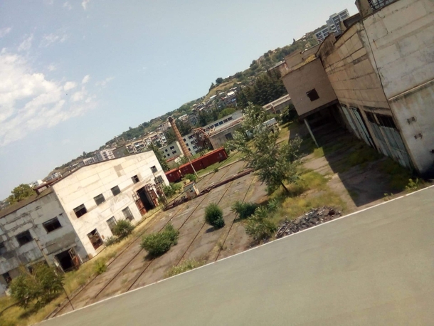 Abandoned factory and storage ficility as seen from a rooftop i almost fell down from