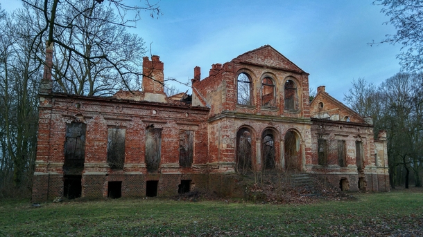 Abandoned falling apart palace Poland 