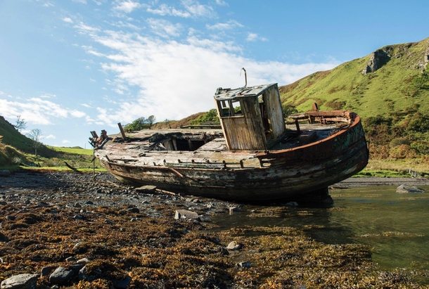 Abandoned fishing vessel on the Isle of Kerrera Scotland 