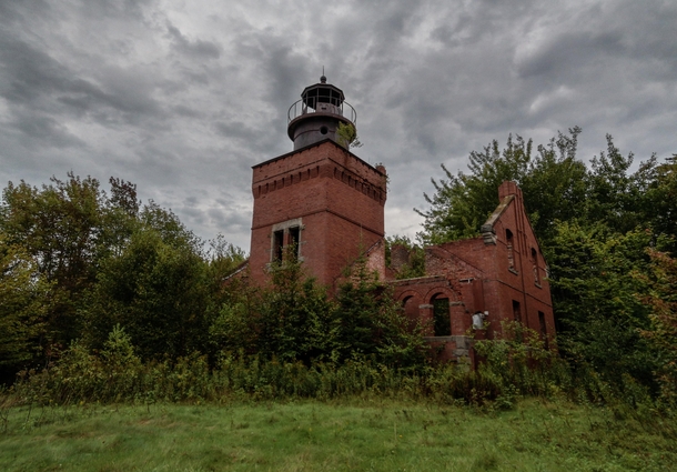 Abandoned Fourteen Mile Point Lighthouse Lake Superior Michigan USA