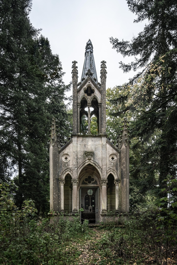 Abandoned gothic revival chapel in France