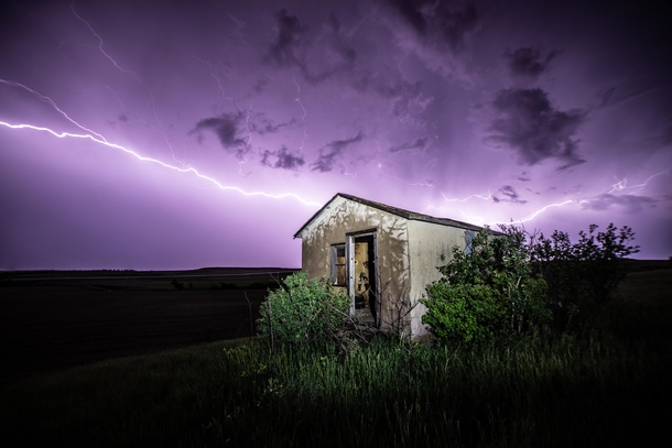 Abandoned house and storm North Dakota