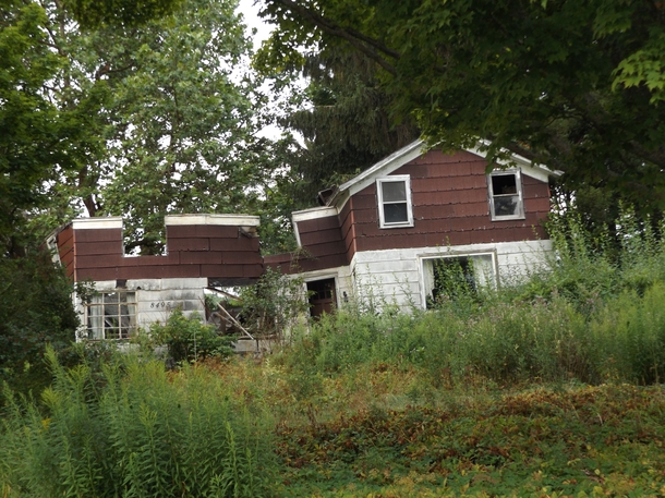 Abandoned house near Hornell NY Partially collaped  overgrown Additional pictures in comments  OC