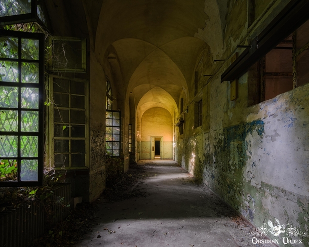 Abandoned insane asylum corridor in Italy 