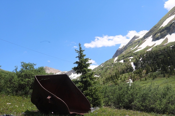 Abandoned mine cart used sometime between  and  to haul gold and copper near Telluride CO 