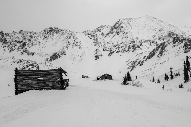 Abandoned mining cabins from the late s Mayflower Gulch CO 