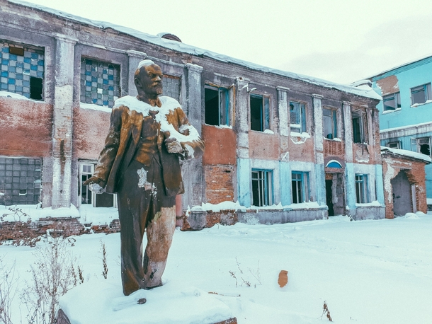 Abandoned monument to Lenin Novokuznetsk Russia