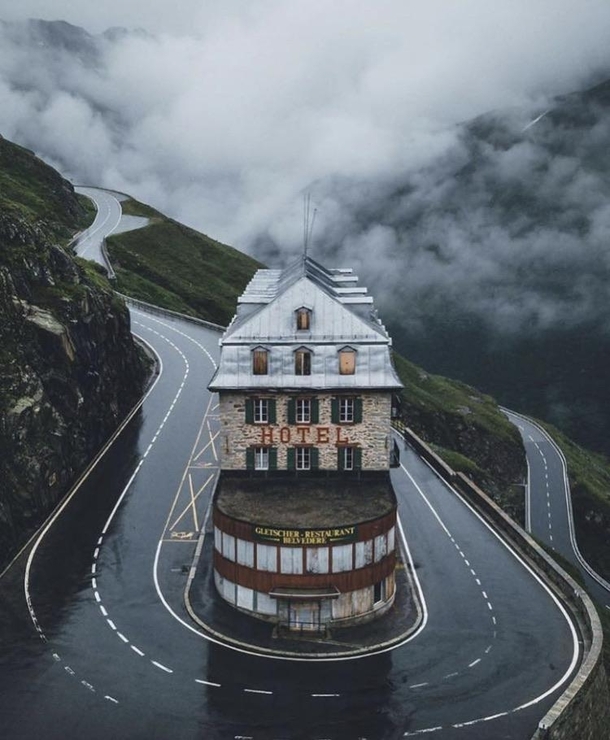 Abandoned mountainside hotel
