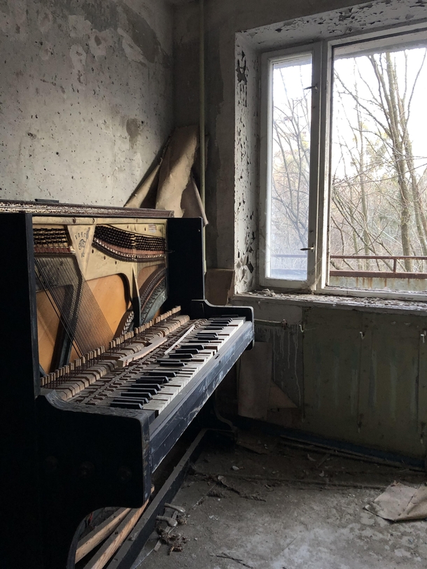 Abandoned piano in Pripyat Chernobyl 