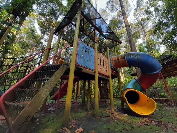 Abandoned playground in a Malaysian rainforest