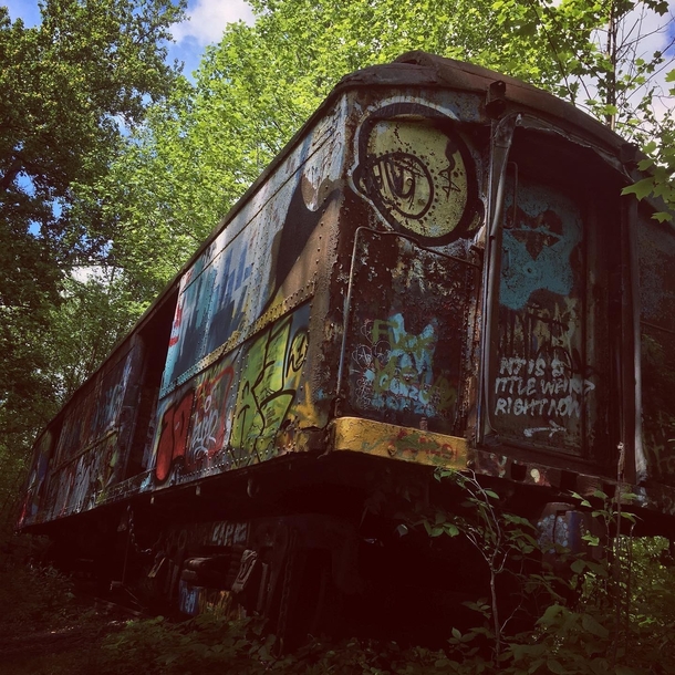 abandoned rail car I came across on a trail in new jersey this past weekend