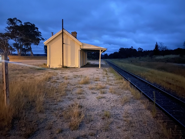 Abandoned railway station at Ben Bullen km inland from Sydney Australia in the summer twilight