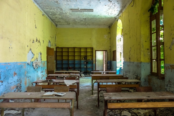 Abandoned school this is one of the classrooms 