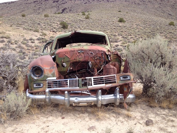 Abandoned sedan in the Humboldt Mountain Range in Nevada 