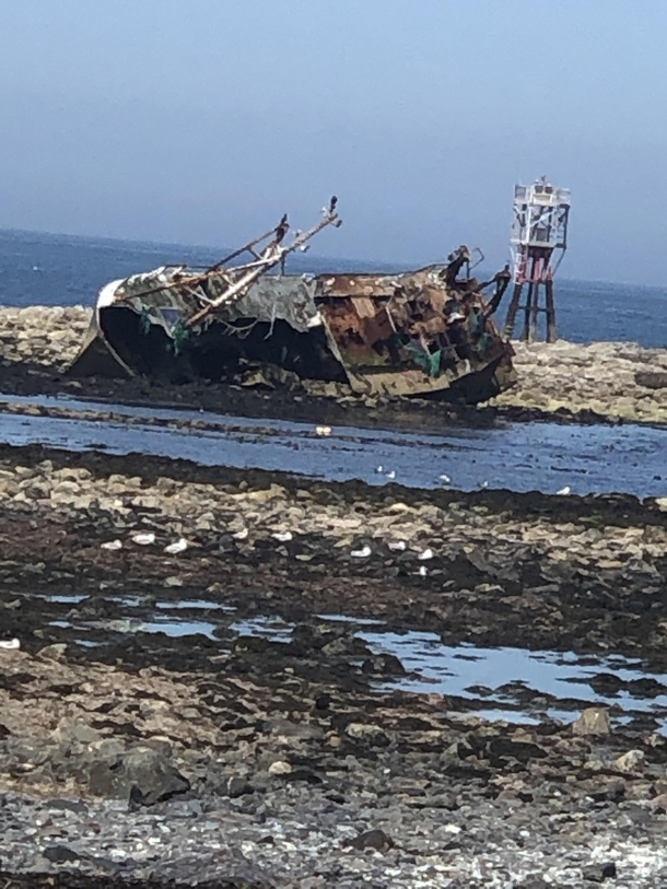 Abandoned shipwreck at invercairn Scotland