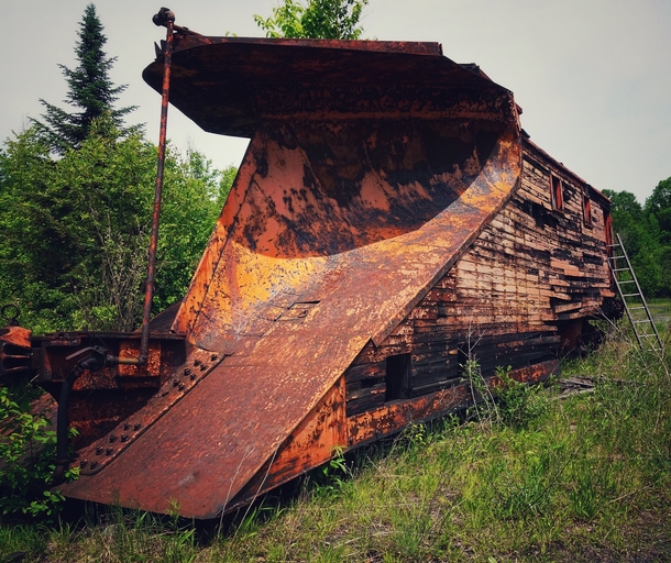 Abandoned snow plow caboose left in the woods of NY
