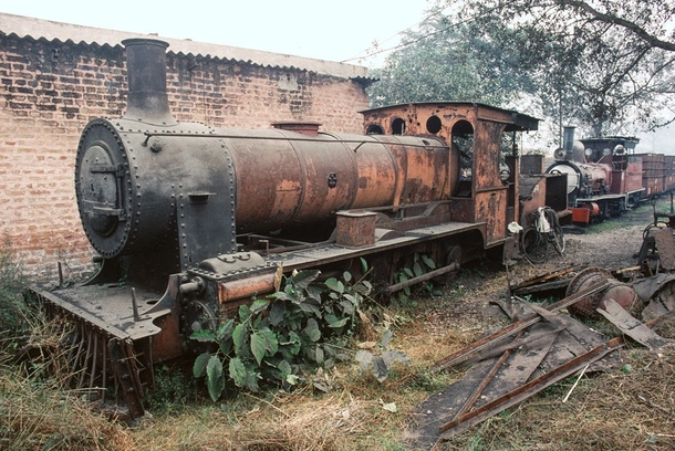 Abandoned Steam engine one used for Saraya Sugar Mill Railway in Bihar India