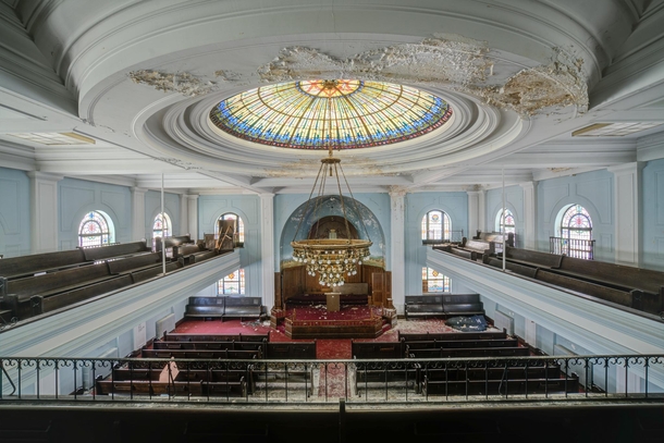 Abandoned synagogue in the NorthEast United States with beautiful dome stained glass 
