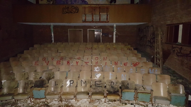 Abandoned theater inside an abandoned psychiatric hospital