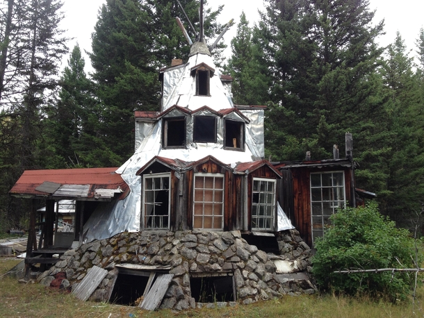 Abandoned tipi house stock meadows BC Canada  OC