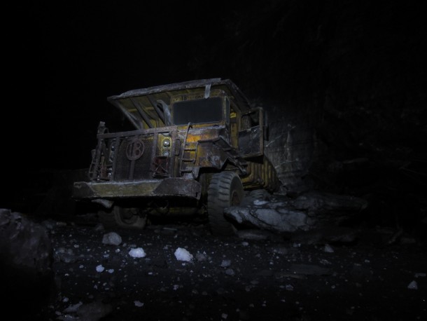 Abandoned  tonne truck in a mine 