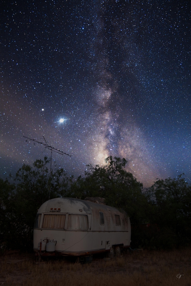 Abandoned Trailer Under the Milky Way Core