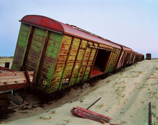 Abandoned train in Okha Sakhalin Island Russia 