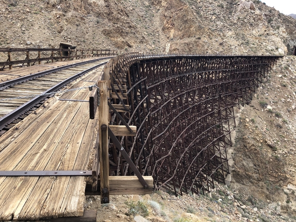 Abandoned train tracks in California it was a  mile hike in a super cold windy desert but there were amazing tunnels and bridges everywhere it was definitely worth it to see what happens over time