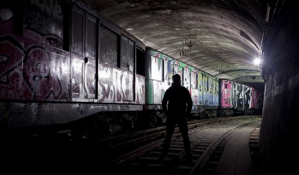 Abandoned trains stored in disused Paris subway tunnel 