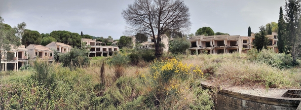 Abandoned unfinished hotel complex in Corfu Greece