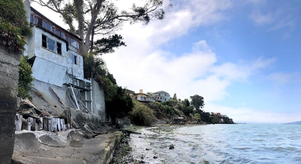 Abandoned waterfront home amidst the mansions of Point Richmond CA