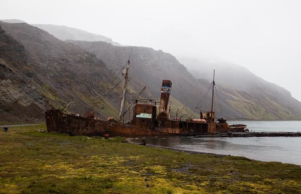 Abandoned whaling ship Grytviken South Georgia Island 
