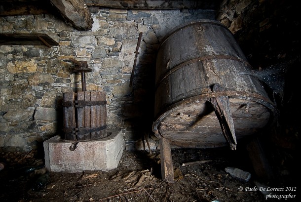 Abandoned wine cellar in ghost village of Canate di Marsiglia Liguria Italy 