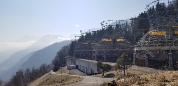 Above Lake Geneva is this abandoned power station