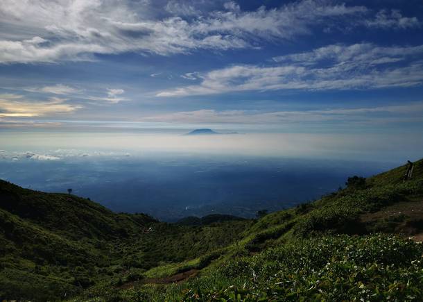 Above the clouds at Mount Merbabu Yogyakarta Indonesia 