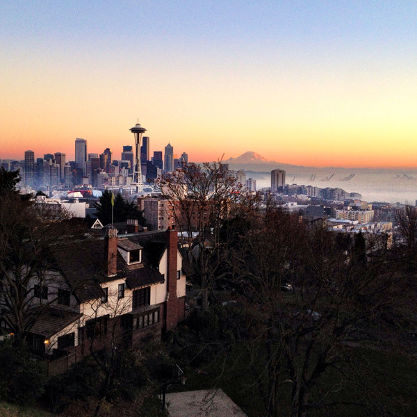 Above the Seattle fog at sunset today 