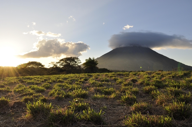 Active and yet very peaceful Volcan Concepcin at dusk Ometepe Island Nicaragua 