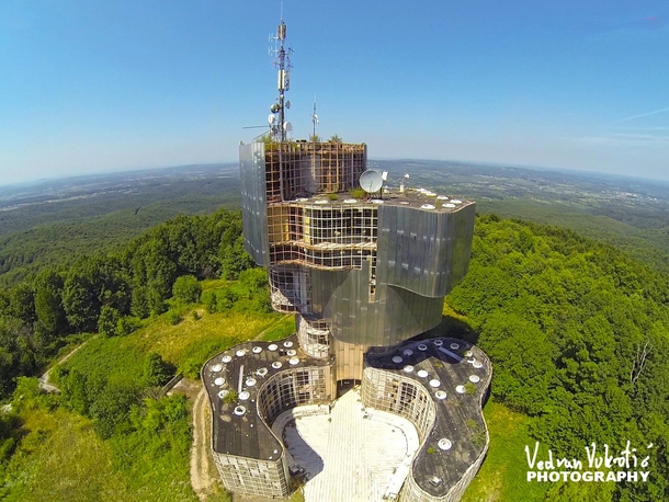 Aerial Photo of a Futuristic Monument in Croatia - Petrova Gora 