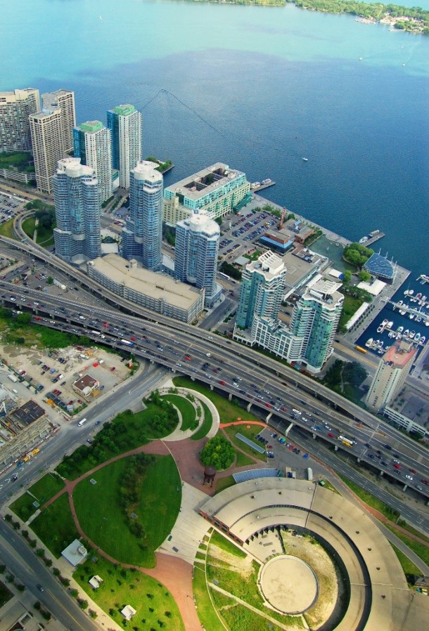 Aerial Shot of the Steam Whistle Brewry and its Surrounding Area 